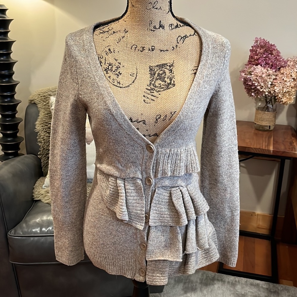 Anthropologie Ruffle Wool Sweater by Moth - Size XS